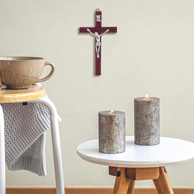 SHAOQINLIN 24 Pieces Crucifix Wall Cross, 4.7 Inch Wooden Wall Hanging Cross Wall Decor Home Decor