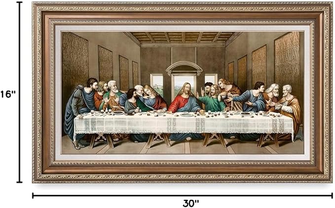 DECORARTS -The Last Supper, Leonardo da Vinci Classic Art Reproductions. Giclee Print& Museum Quality Framed Art for Wall Decor. 30x16, Framed size: 35x21