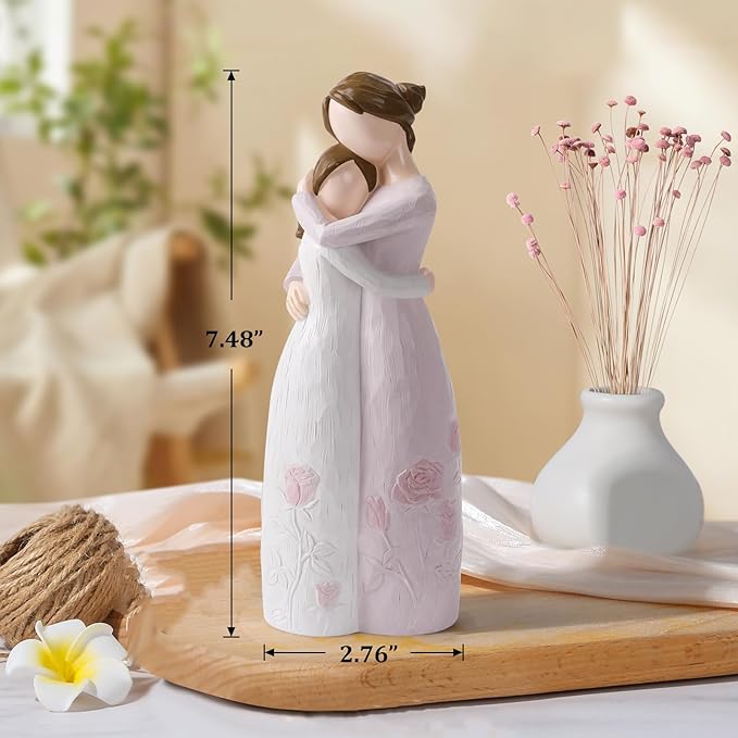 Mother Daughter Hug Figurine – Handcrafted Resin Collectible Figurines Home Decor, Sentimental Gift for Mom Birthday, Mother’s Day, Thanksgiving, Christmas, Purple