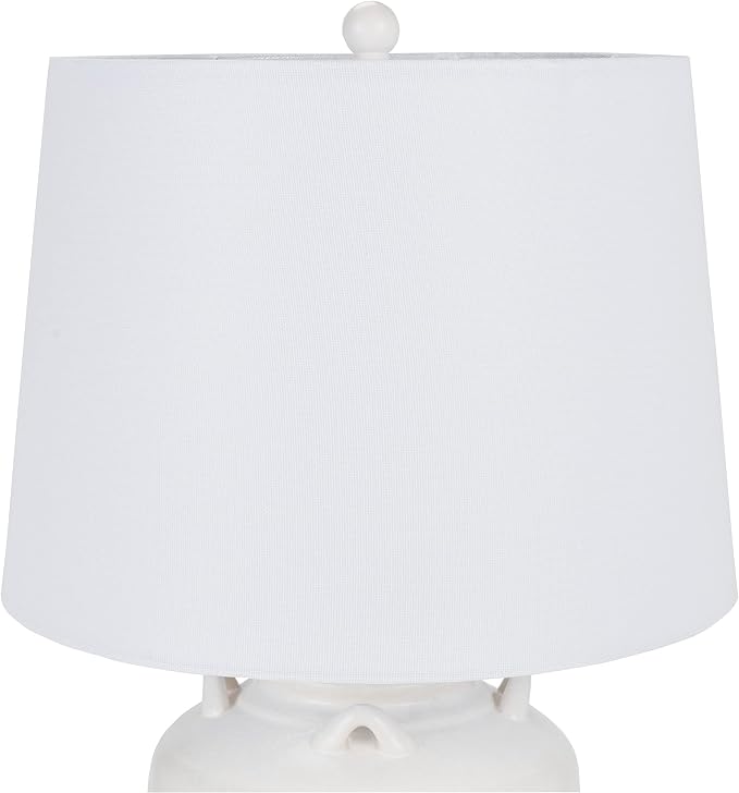Nourison Home 24" White Farmhouse Ceramic Pottery Jug Table Lamp for Bedside Table, Living Room, Office, Entryway