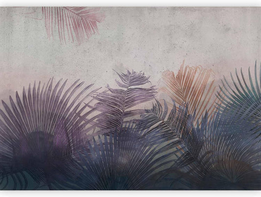 artgeist Wall Mural Jungle 77x55 in - XXL Peel and Stick Self-Adhesive Wallpaper Removable Large Sticker Foil Wall Decor Print Picture Image Design Leaves Botanical Nature Purple Grey b-A-0827-a-a