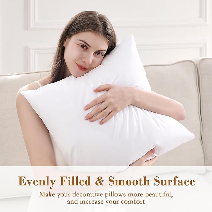 puredown® 16x16 Throw Pillow Inserts, Pack of 4, Fluffy Soft Pillow Inserts Form Sham Stuffer, Square Decorative Throw Pillows for Couch, Sofa, Bed and Home Decor
