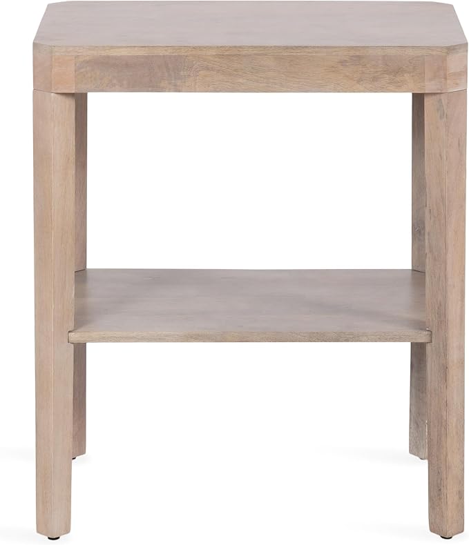 Kate and Laurel Talcott Modern Rectangle Wood Side Table; 22 x 14 x 26; Light Natural Wood; Transitional Decorative Two-Tier End Table for Use as a Bedroom Nightstand or Living Room Accent