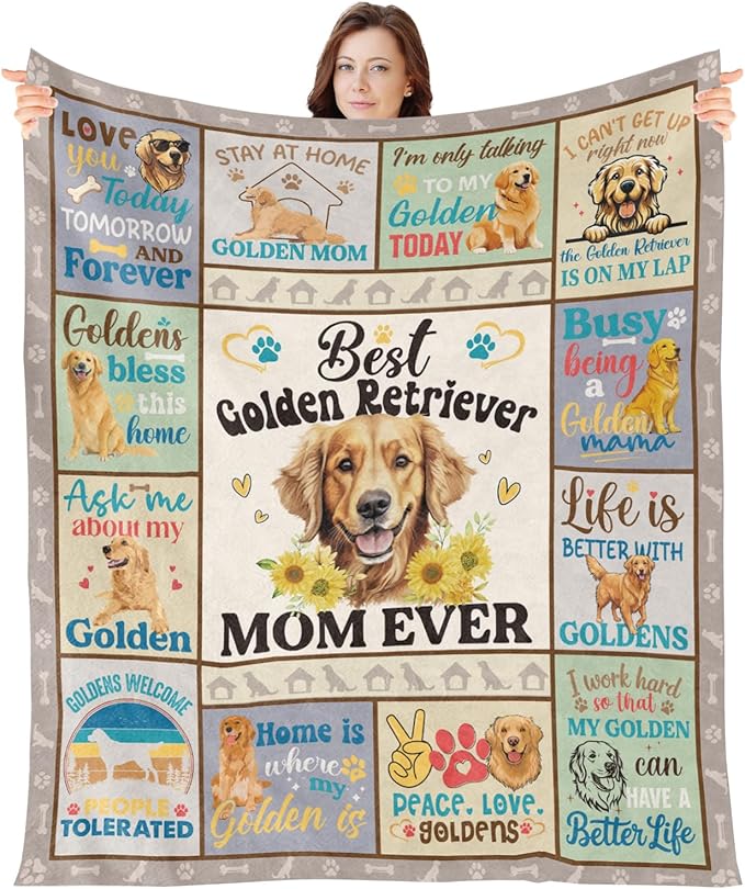 Wxiben Golden Retriever Gifts for Women - Golden Retriever Blanket for Dog Lovers Owners Woman Golden Retrievers Mom Gift Birthday Throw Blanket for Home Sofa Couch Bed 60x50in