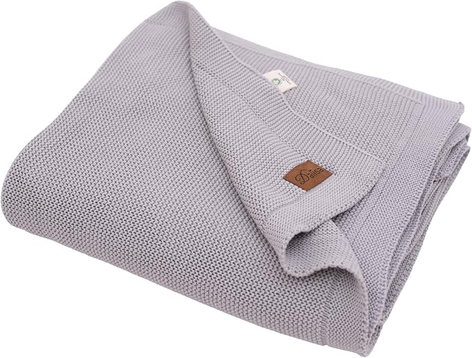 Dalisa 100% Organic Turkish Cotton Throw Blanket - GOTS Certified, Cozy - Perfect for Couch, Bed, and Home Decor - Boho Vintage Knit Alina (Harbor Mist, 60x80)