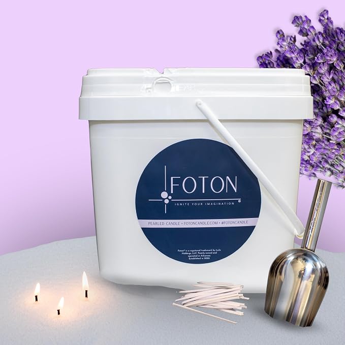 Foton Pearled Candle 9lb - Bulk Lavender Love Scented Non Toxic Luxury Long Lasting Powder Candles - Refillable Candle Sand with 100 Wicks for Candle Making
