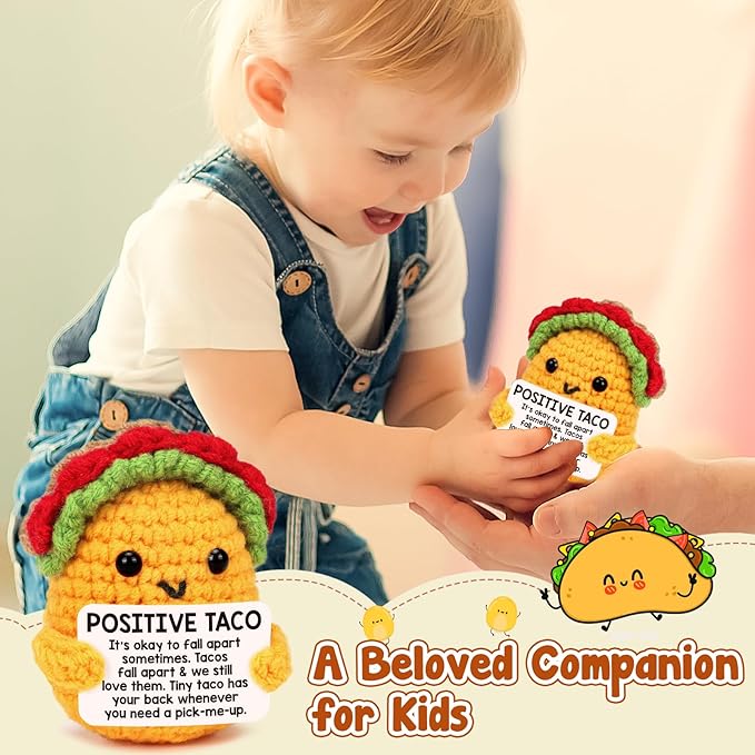 Positive Crochet Taco Birthday Gifts for Women Men Teacher Appreciation Mothers Day Graduation Gift Adult Kids Son Mom Dad Daughter Sister Friend Coworkers Self Care Emotional Inspirational Support