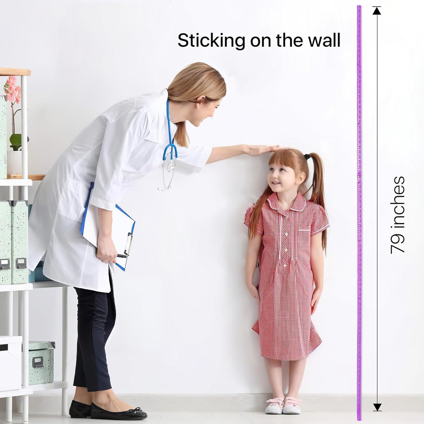 Growth Chart for Wall, Children Height Measurement,3D Removable Growth Height Chart,Splicing Height Ruler for Kids Baby Nursery 79 inch (Purple)