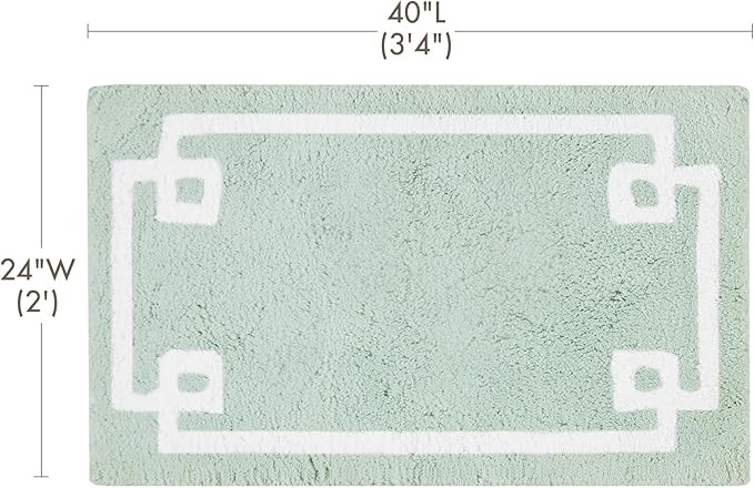 Madison Park Evan 100% Cotton Bathroom Rug Non Slip Backing-Luxrurious Tufted Plush Bath Mat Absorbent, Quick Dry, Spa Design Shower Room Décor, 24x40, Seafoam