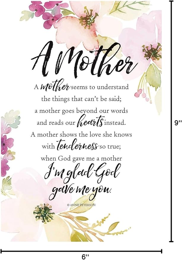 DEXSA A Mother Seems Wood Plaque with Inspiring Quotes 6"x9" - Elegant Vertical Frame Wall & Tabletop Decoration | Easel & Hanging Hook | Christian Family Religious Home Decor Saying | Made in the USA