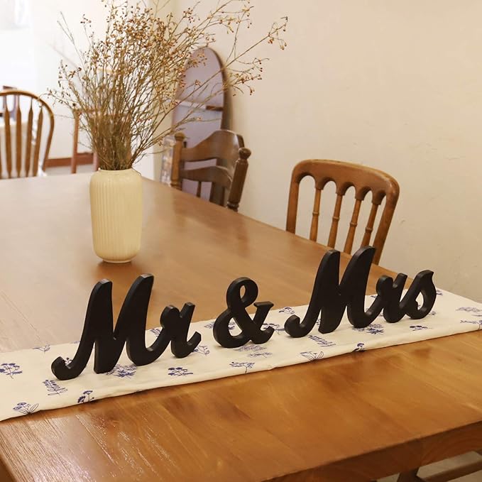 Mr Mrs Sign for Wedding Table, Mr and Mrs Wooden Letters,Large Mr. & Mrs.Party Decoration Items,Head Table Wedding Wood Letter, Anniversary Party Valentine's Day Vintage Decor,Black