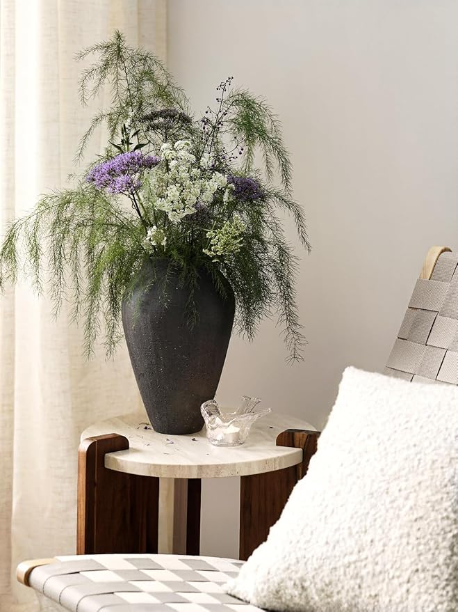 Ceramic Vase - Large 11.8 Inch Tall Floor Vase for Centerpieces, Farmhouse Flower Vases, Rustic Minimalist Home Decor for Living Room, Enterway, Wedding (Sandstone Dark Gray)