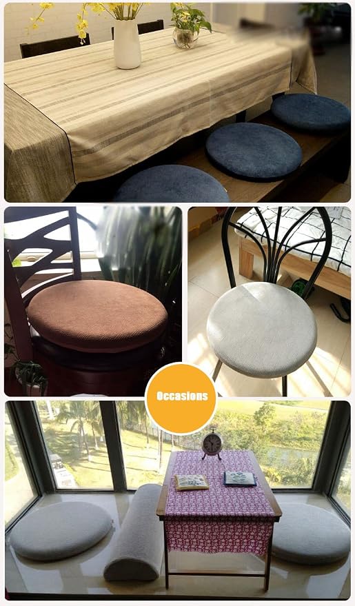 Sigmat Memory Foam Seat Cushion Anti-Slip Soft Round Stool Cushion Chair Pad 20 Inch Camel