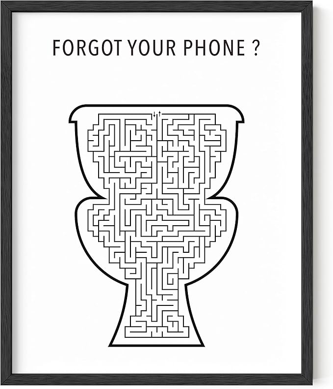 HAUS AND HUES Funny Bathroom Wall Art Decor Signs - Toilet Rules Maze (Unframed 16x20)
