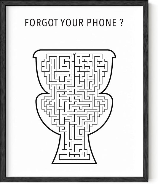 HAUS AND HUES Funny Bathroom Wall Art Decor Signs - Toilet Rules Maze (Unframed 16x20)
