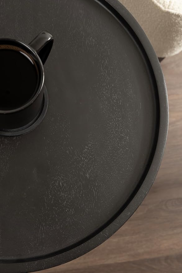 Kate and Laurel Arora Modern Wood and Metal Round Side Table, 17 x 17 x 24, Black and Gold, Transitional Sculptural Living Room End Table for Indoor Plant Stand or Bedroom Nightstand