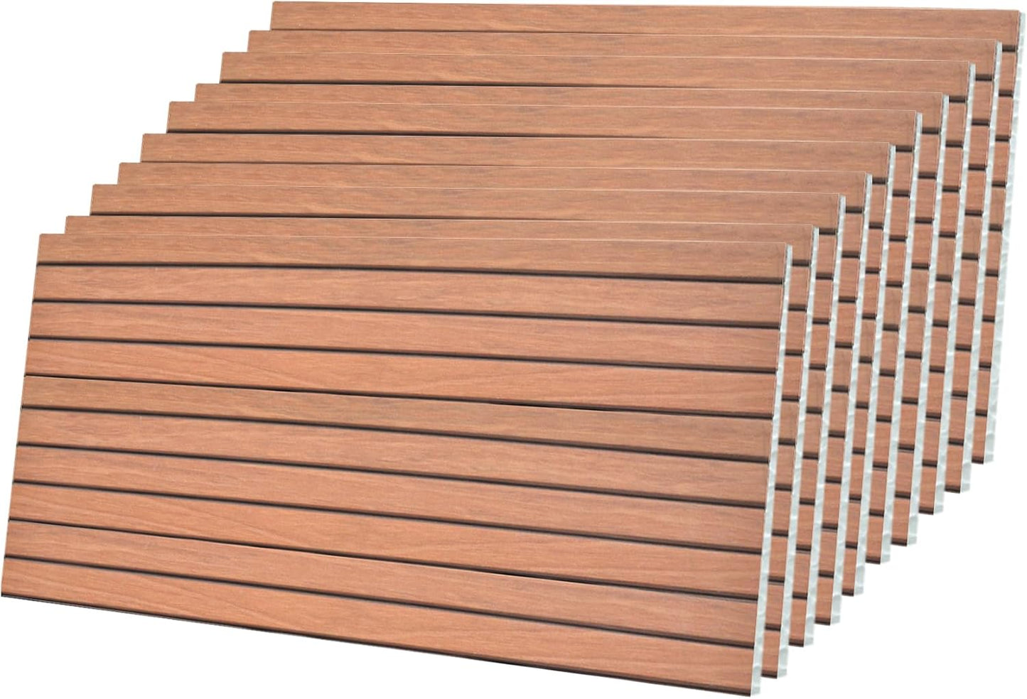 IZODEKOR 3D Wood Effect Styrofoam Wall Panels - Faux Wood Look Wall Panels for Living Room - Fake Acoustic Wood Slat Wall Panels - Pack of 10, Covers 50 sq ft.