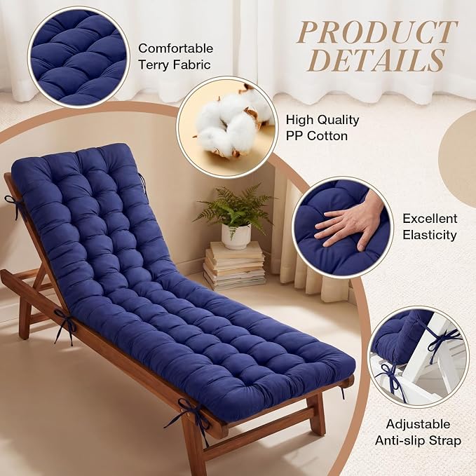 Wenqik Long Floor Cushion Large Floor Cushion with Brushed Cotton 74.8 x 27.5 x 3.15 in Jumbo Lounger Pillow for Outdoor Indoor Bay Window Meditation Yoga Reading Sleeping(Navy Blue)