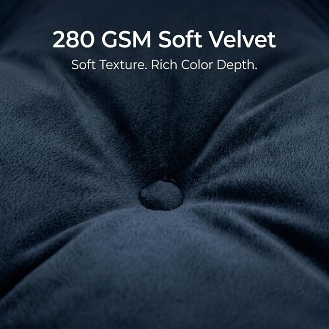 Floor Pillows for Adults Set of 2, Soft Velvet Floor Cushions for Sitting, Square Tufted Floor Pillow Set for Reading Nook, Living Room, Bedroom, 22 x 22 Inch, Navy