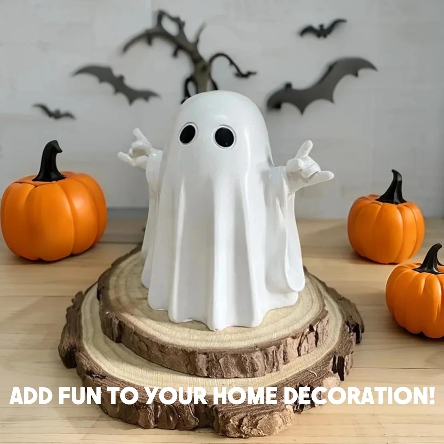 Halloween Ghost Figurine, Rock Spooky Resin Statue, Cute Decor for Halloween Decorations Indoor, Funny Porch and Indoor Spooky Home Decor Gifts