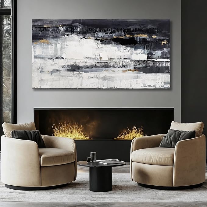 Dolidoteart Large Abstract Wall Art, Black and White Wall Decor, Modern Printed Canvas Artwork for Walls, Living Room, Bedroom, Dining Room, Home Office, 29 x 58 Inches