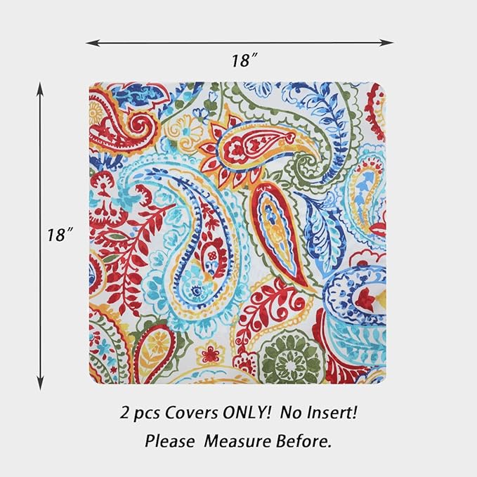 Waterproof Outdoor Throw Pillow Covers Set of 2,Home Decor for Garden Patio Furniture,Couch,Sofa 18 x18 Inch Decorative Pillows Cover Only,NO Insert(Phoenix)