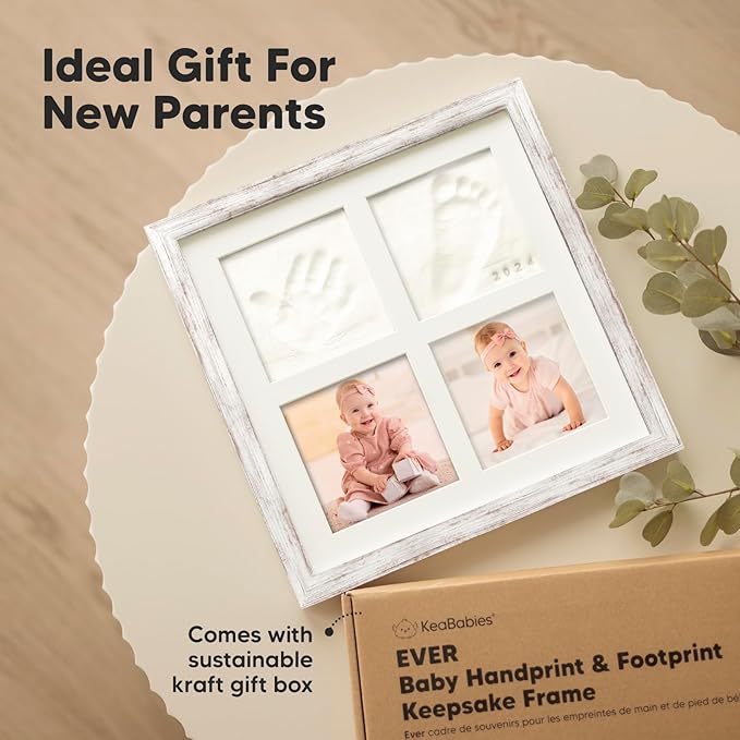 KeaBabies Baby Hand and Footprint Kit Maker and Pregnancy Journal Memory Book - Newborn Baby Handprint Footprint Keepsake Frame, Baby Gifts - 90 Pages Hardcover Pregnancy Book, Pregnancy Journals