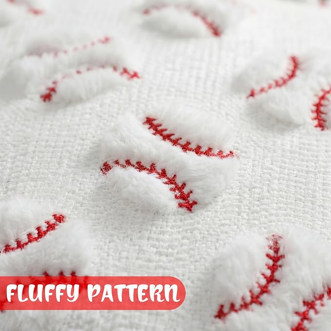 Gerrii 4 Pcs Sports Throw Pillows Basketball Softball Football Soccer Volleyball Tennis Pillow Fluffy Stuffed Plush Cushion Gift for Senior Night Home Bedroom Decor Birthday Present(Jacquard Baseball)