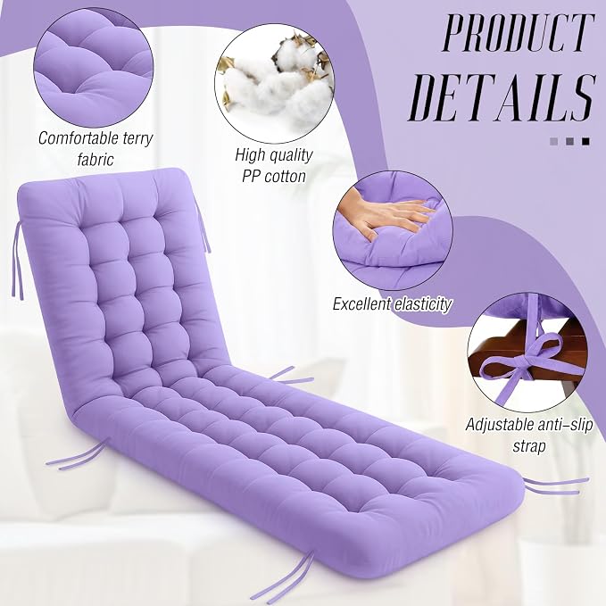 Vercraft Long Floor Cushion Large Floor Cushion with Brushed Cotton 74.8 x 27.5 x 3.15 in Jumbo Lounger Pillow for Outdoor Indoor Bay Window Meditation Yoga Reading Sleeping(1 Pc,Purple)