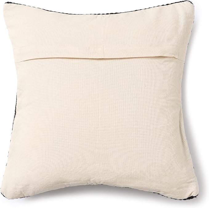 REDEARTH Handmade Boho Throw Pillow Covers - Bohemian Chic Farmhouse Style - Accent Woven Indoor and Outdoor Pillow Cushion Cases for Couch - Bed - Sofa – Set of 2-18"x18" - Ziggurat Obsession Black