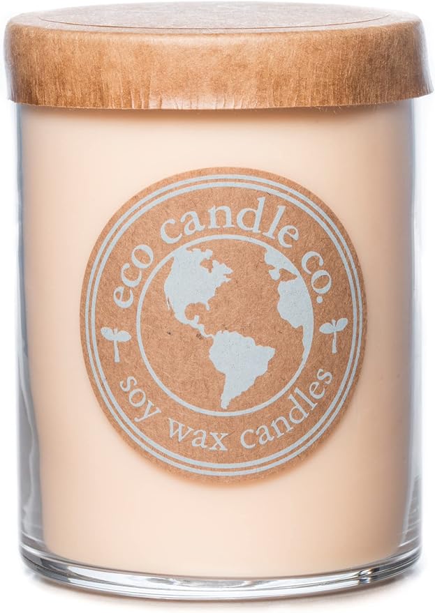 ECO CANDLE CO. Beach House, 18 oz Double Wick Soy Candle, Made in the USA | Scents of Melons & Ocean Air, Up to 95 Hour Burn Time, No Lead, Kraft Paper Label & Lid, Hand Poured, Phthalate Free