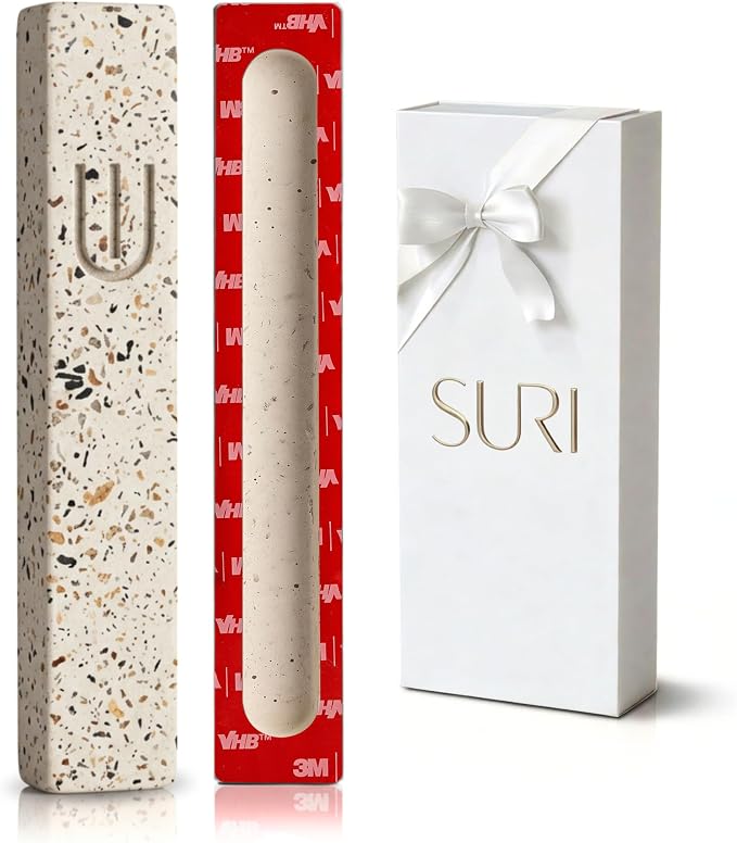SURI Mezuzah for Door with Scroll – 9 Inch Modern Mezuzah Case with Non Kosher Scroll Included, Fits up to 8” Scroll, Easy Adhesive Installation, Gift Box Included