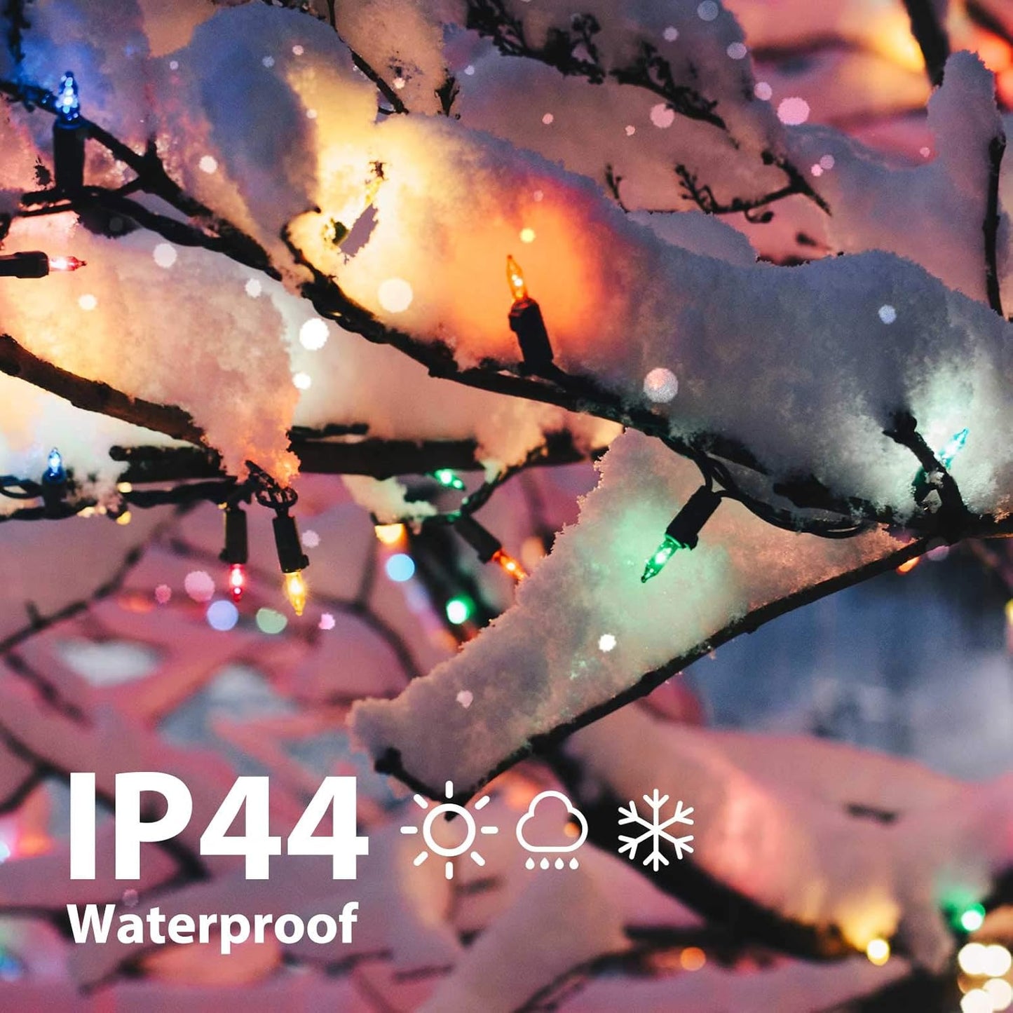 Minetom Clear Christmas Lights 2 Pack 26.5 Feet 100 Counts Mini String Lights Waterproof for Indoor Outdoor Patio Wreath Garden Wedding Party Thanksgiving Holiday Xmas Tree Decorations, Multicolored