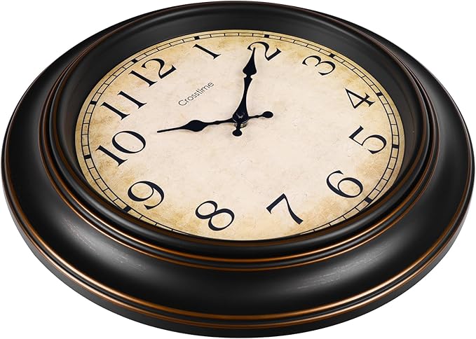 Crosstime 18 Inch Vintage Large Wall Clock for Living Room Decor,Battery Operated Silent Non-Ticking Retro Classic Clocks for Kitchen Fireplace Home Office,House Warming Gifts,Bronze