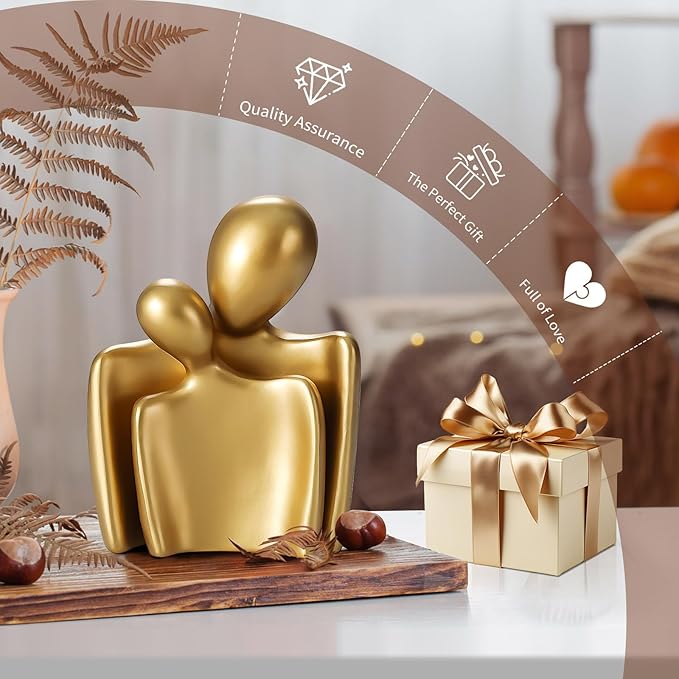 Flytime Love Couple Statue-8 Inch, Suitable for Home Modern Art Decor Sculpture Placed in TV Stand, Living Room, Bookshelf, Bedroom for Valentine's Day, Wedding, Anniversary(Gold)