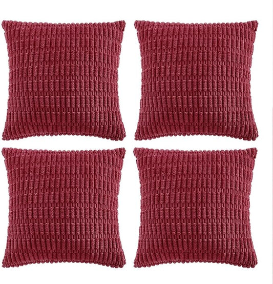 Fancy Homi 4 Packs Decorative Throw Pillow Covers for Living Room Couch Bed, Modern Farmhouse Boho Home Décor Accent Cushion Case, 20" x 20" (Pack of 4), Burgundy