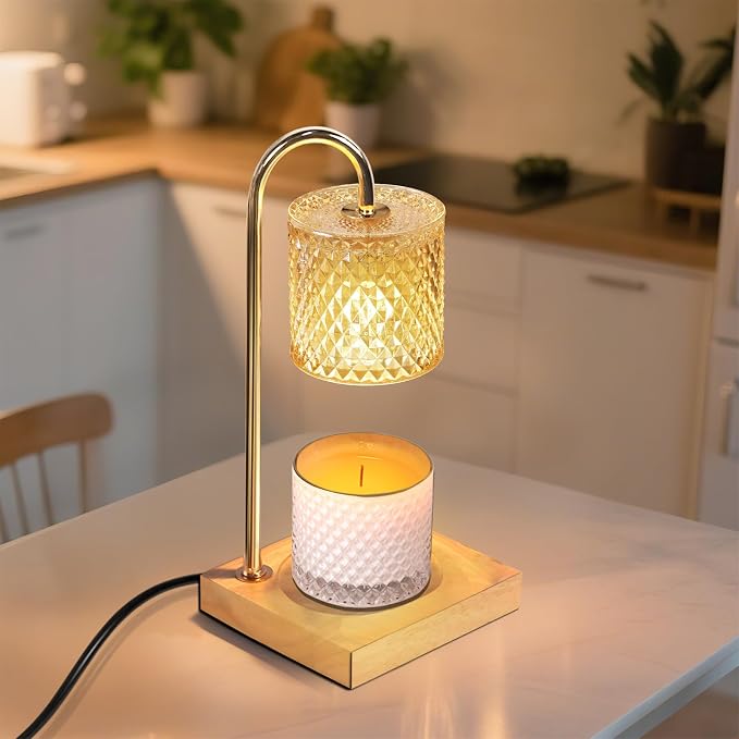 TigQiang 2 Pack Candle Warmer Lamp with Timer Dimmer, Birthday Gifts for Women Mom, House Warming Gifts, Elegant New Home Decor, Wax Warmer for Jar Candles, Heater Lamp for Scented Wax, Amber