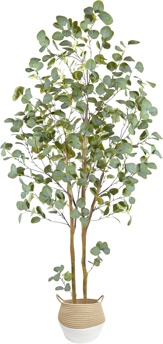 Warmplants Artificial Eucalyptus Tree, 6ft Tall Faux Eucalyptus Plant with Basket for Home Office, 72'' Fake Tree for Indoor Outdoor Livingroom Garden Floor Décor