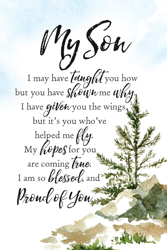 DEXSA My Son Wood Plaque with Inspiring Quotes 6 inches x 9 inches - Elegant Frame Wall & Tabletop Decoration | Easel & Hanging Hook | Christian Family Religious Home Decor Saying | Made in the USA