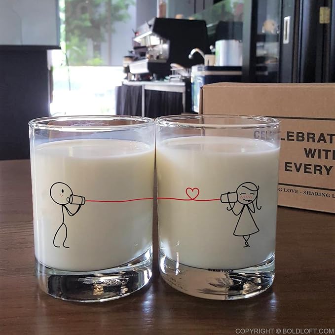 BoldLoft Say I Love You His and Hers Drinking Glasses- Gifts for Her, Wife, Girlfriend, Couple Glasses for Valentines, Anniversary, Wedding Engagement, Romantic Home Decor for Couples