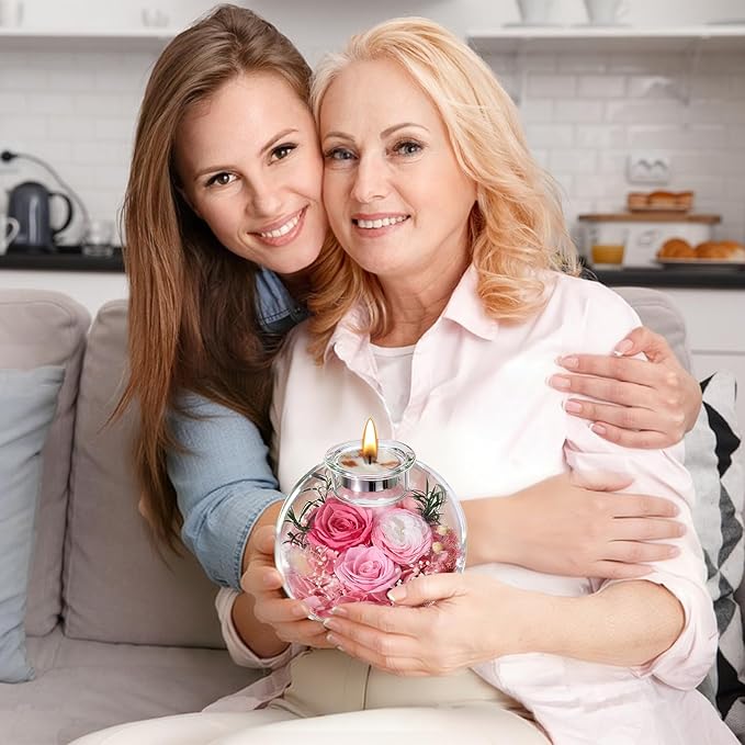 Mothers Day Rose Gifts for Mom Birthday Gift for Women Flowers for Delivery Preserved Flowers Forever Eternal Rose in Glass Dome Mother's Day Flower Gifts for Wife Grandma Sister from Daughter, Pink