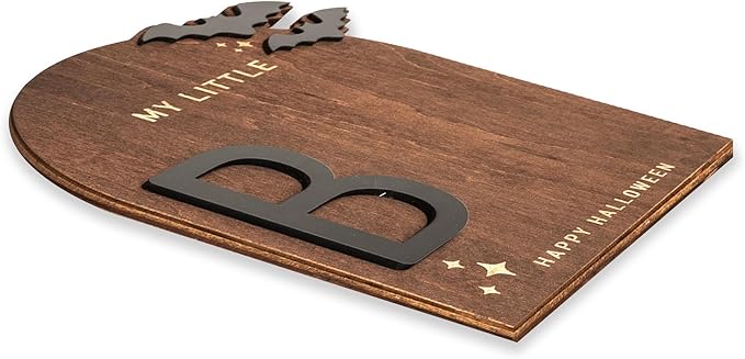 My Little Boo Wooden Halloween Sign – Baby Footprint Ghost Keepsake Plaque – Happy First Halloween Nursery Décor – Rustic Wooden Tabletop Sign for Baby. Newborn. Halloween baby