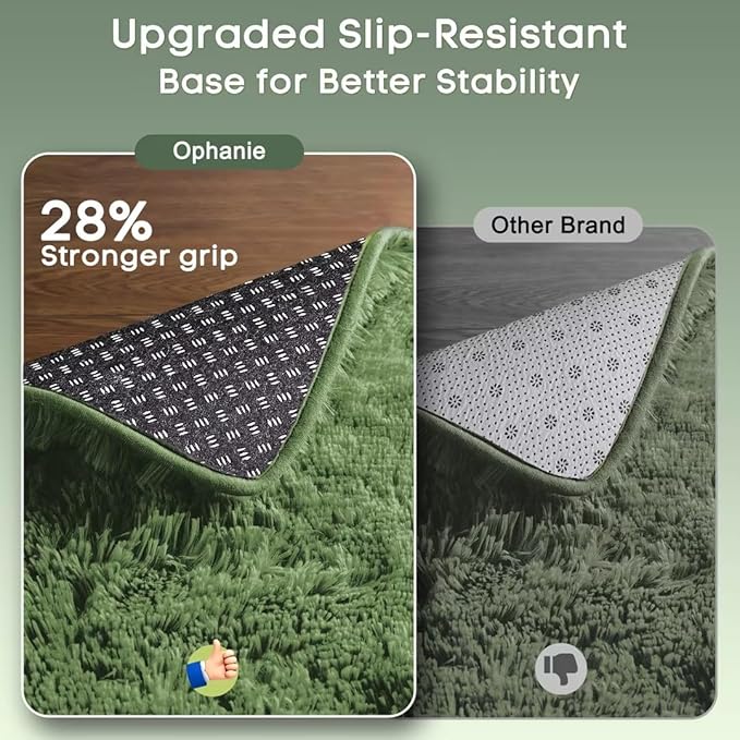 Ophanie Gray Green Rugs for Living Room 5x8, Grass Shag Fluffy Large Fuzzy Plush Soft Carpets, Floor Shaggy Area Rugs for Bedroom, Carpet for Kids Boys Girls Dorm Nursery Home Decor Aesthetic