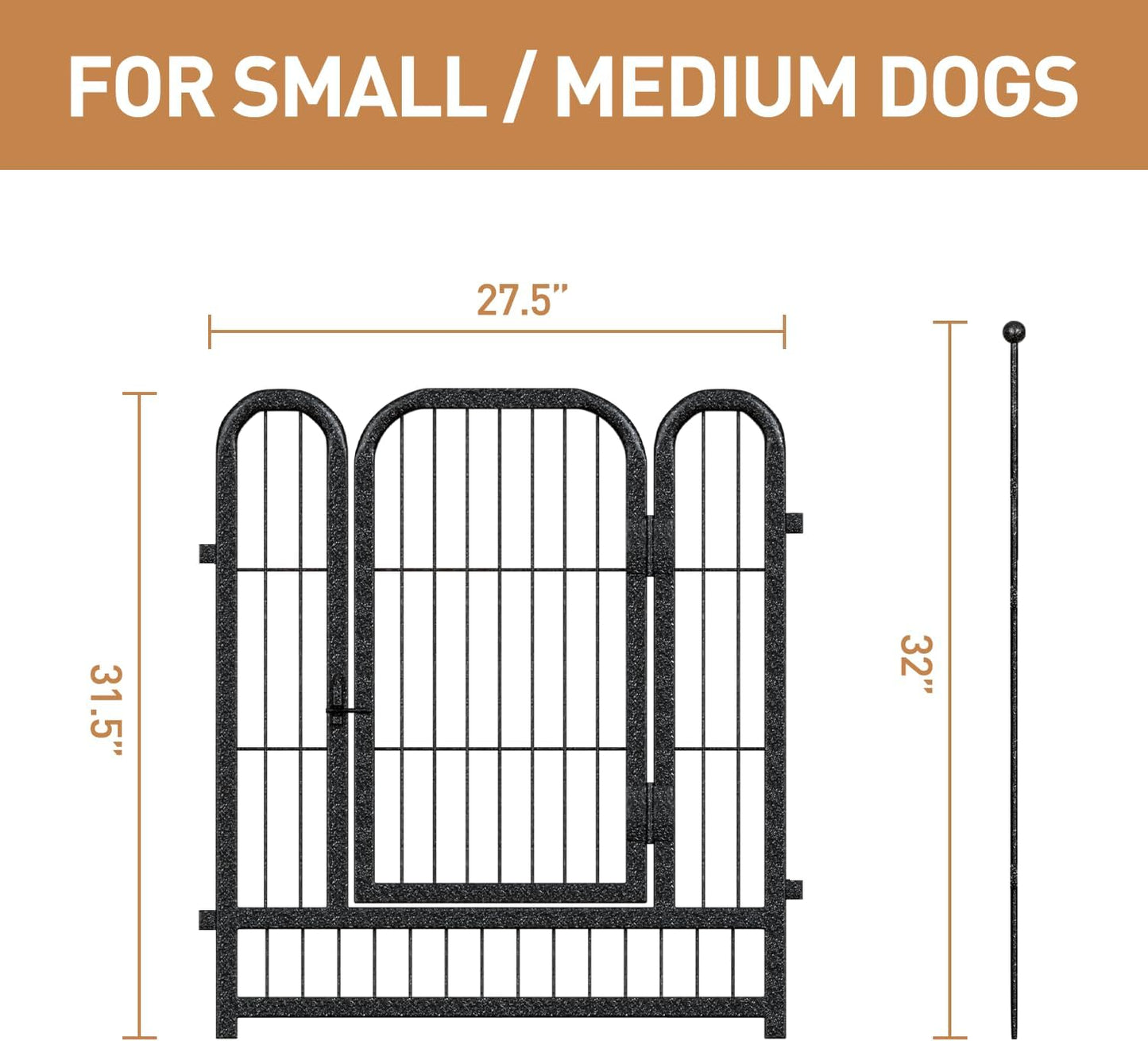 Metal Dog Playpen, 32" Inch Height 32Panels, Ideal Dog Fence for Large/Medium/Small Dogs Indoor & Outdoor Bliss, Perfect Dog Pen for Camping, Yard and RV | Black-Silver