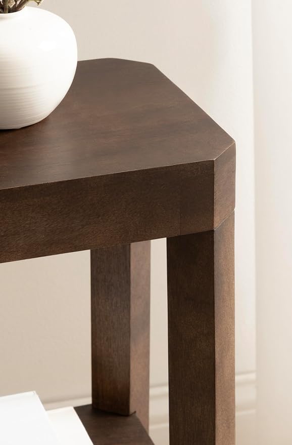 Kate and Laurel Talcott Modern Rectangle Wood Side Table, 16 x 10 x 25, Dark Brown, Transitional Decorative Two-Tier End Table for Use as a Bedroom Nightstand or Living Room Accent