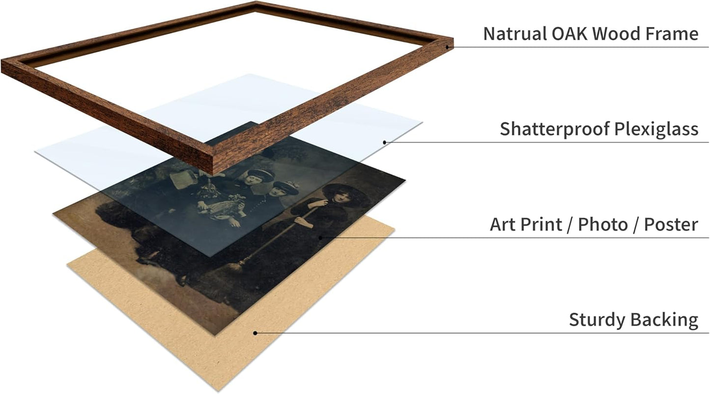 Poster Master Vintage Photograph Poster - Retro Halloween Print - Gift for Artist, Friend - Four Witches Wearing Robes, Sabbath, Coven, Sorcery - Wall Decor for Home, Office, 16x20 Brown Framed