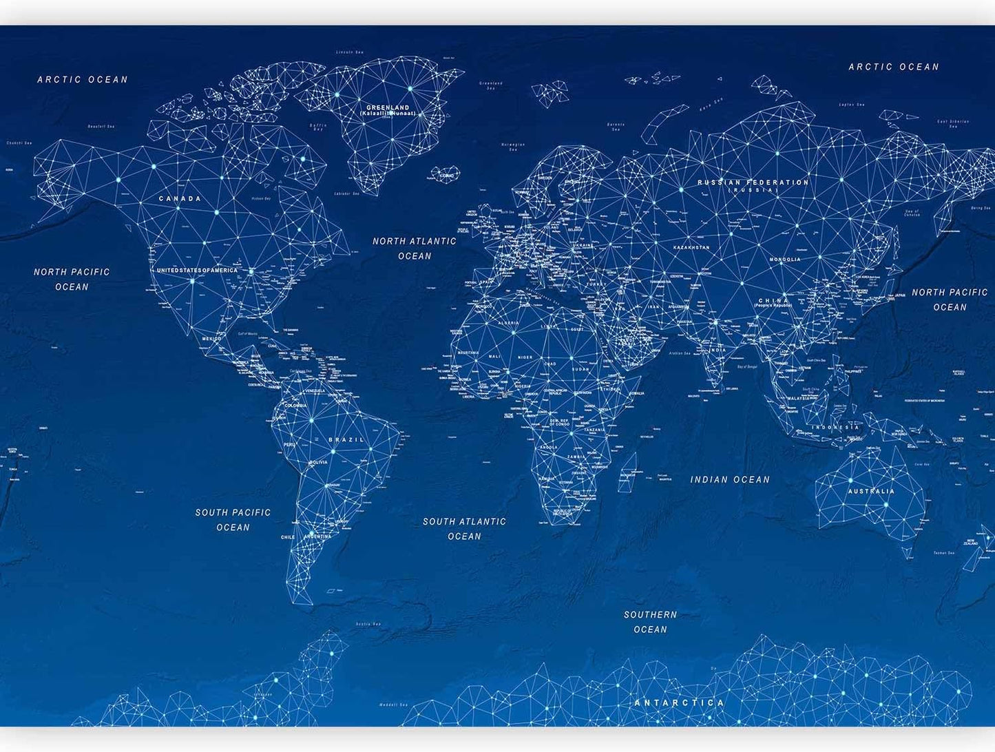 artgeist Wall Mural World Map 135x101 in - XXL Peel and Stick Self-Adhesive Wallpaper Removable Large Sticker Foil Wall Decor Print Picture Image Design Map of The World k-A-0125-a-a