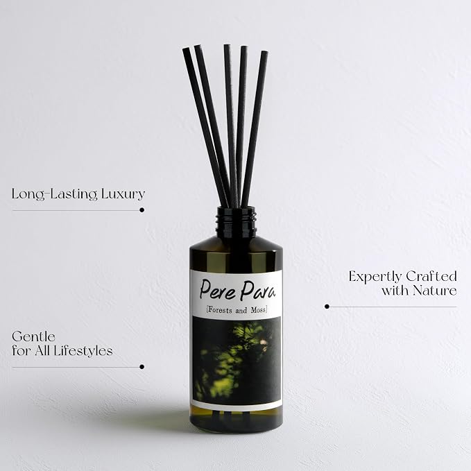 Forests and Moss Scent Premium Reed Diffuser Set - 2 Pack, 400ml /14.1 fl.oz Scented Oil with 6 Sticks | Long-Lasting Fragrance for Home & Office | Luxury Gift