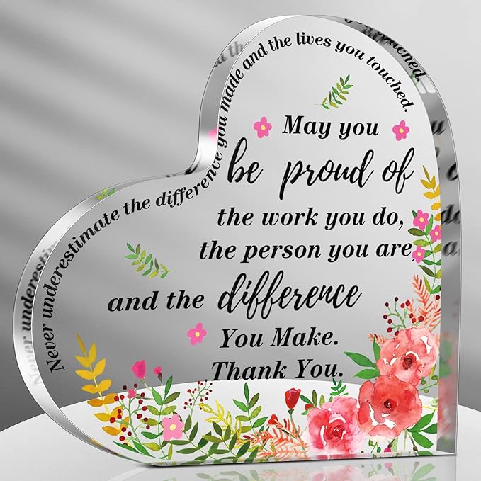 Yinder Thank You Gifts for Women Appreciation Gifts for Coworker Employee Nurse Teacher Leader Boss Inspirational Quotes Acrylic Desk Decor for Home Office Farewell Retirement
