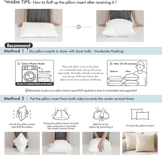MIULEE Pillow Insert 20x20 Inch Set of 4, Decorative Square Throw Pillow Inserts, Premium Fluffy Pillow Forms Sham Stuffer for Sofa Couch Living Room